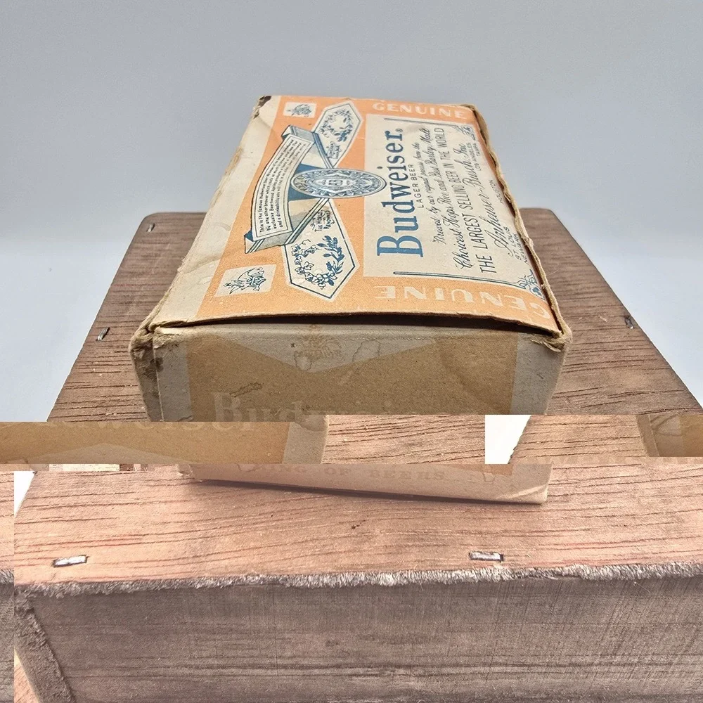 Vintage Budweiser Glass Bottle Salt & Pepper Shakers in Original Box